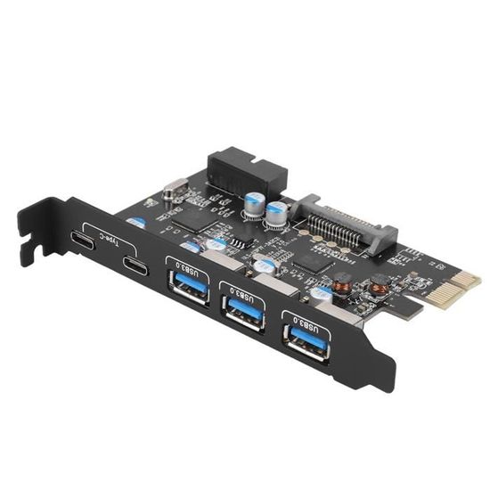 Carte PCI USB 3.2 4 Ports (Type-C + Type-A) - 5 Gbps - Plug & Play Pour PC De Bureau - Extension Hub Haute Vitesse - 3