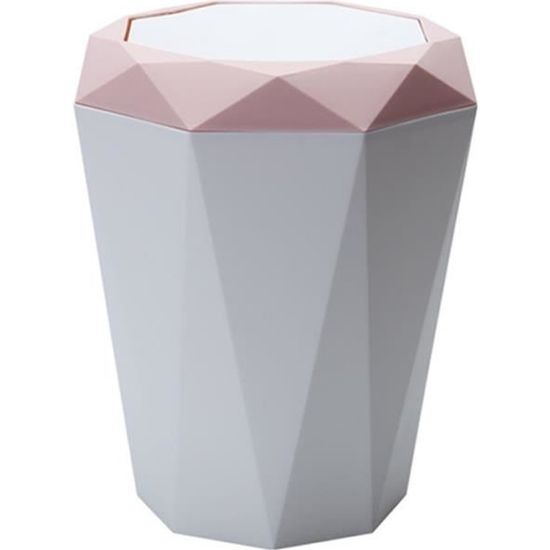 Kentop Corbeille à papier avec couvercle basculant Mini poubelle pour table de bureau,rose bonbon, 21.6*24.6cm