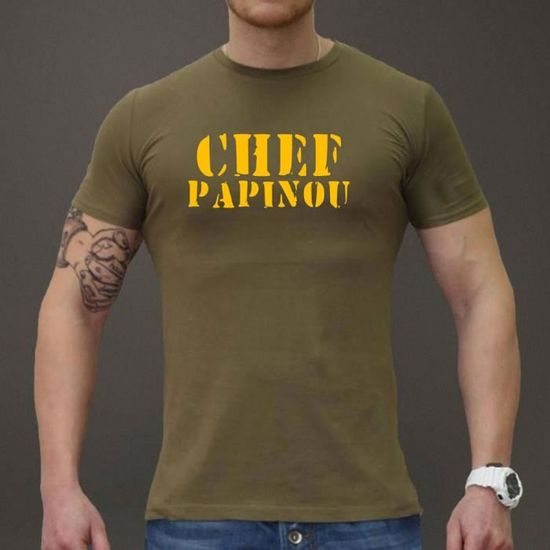 Tee Shirt Kaki Chef Papinou Fete Des Peres Fetes Des Grands