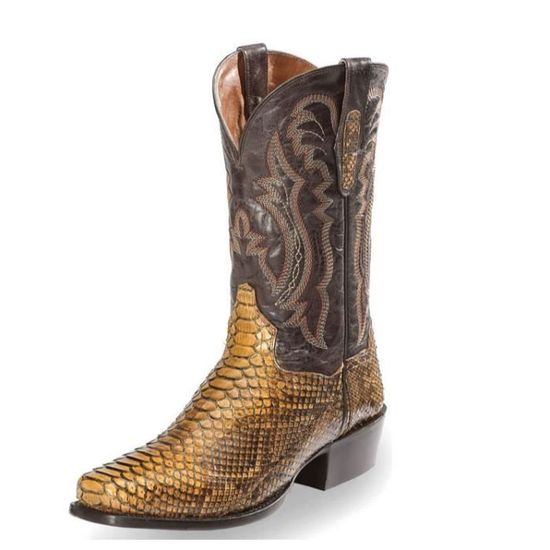 DJFOG Bottes De Motard Homme – Style Chevalier Brodé, Cowboy Occidental Hautes, Bout Pointu Vintage – Cuir & Confort