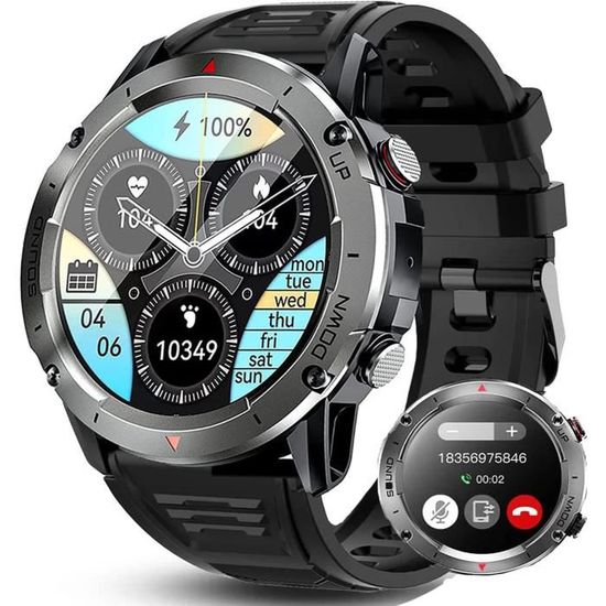 Montre Connectée Homme Avec Appels Bluetooth - Écran AMOLED 1,6", 100+ Sports, 5ATM