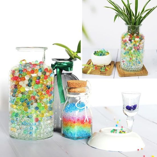 Perles d'eau (50 000 perles), perles de gel colorées, perles d'eau pour plantes, remplissage de vase et décoration