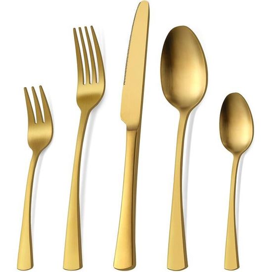 Set De Couverts 30 Pièces Dorés 6 Personnes - Ménagère Inox Or Fini Miroir Wivico