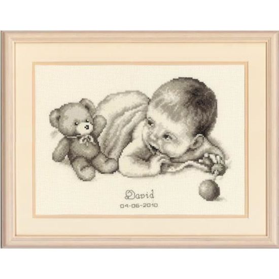Kit A Broder Point De Croix Naissance Doudou Et Bebe Cdiscount Beaux Arts Et Loisirs Creatifs