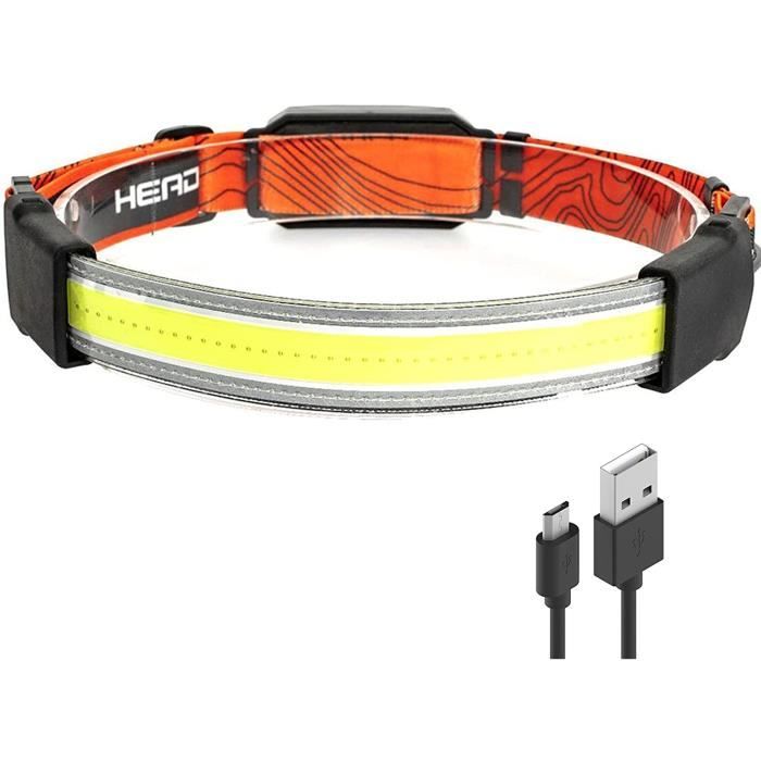 Lampe Frontale Puissante LED Rechargeable USB, Torche Frontale LED USB Rechargeable Puissante, Super Lumineux 3 Modes d'éclairage, É
