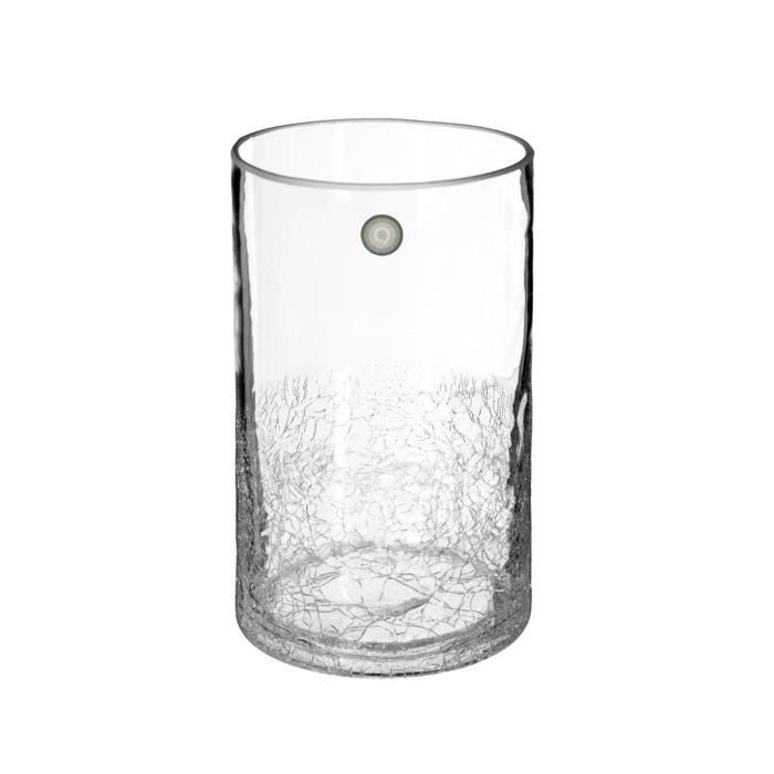Atmosphera - Vase cylindrique verre craquelé H20 D, 12 x H, 20 cm Transparent