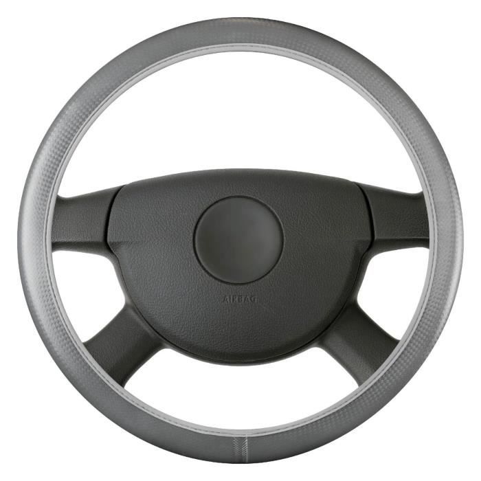 Couvre Volant Simili Cuir Gris et Noir Pour Peugeot Renault Citroen
