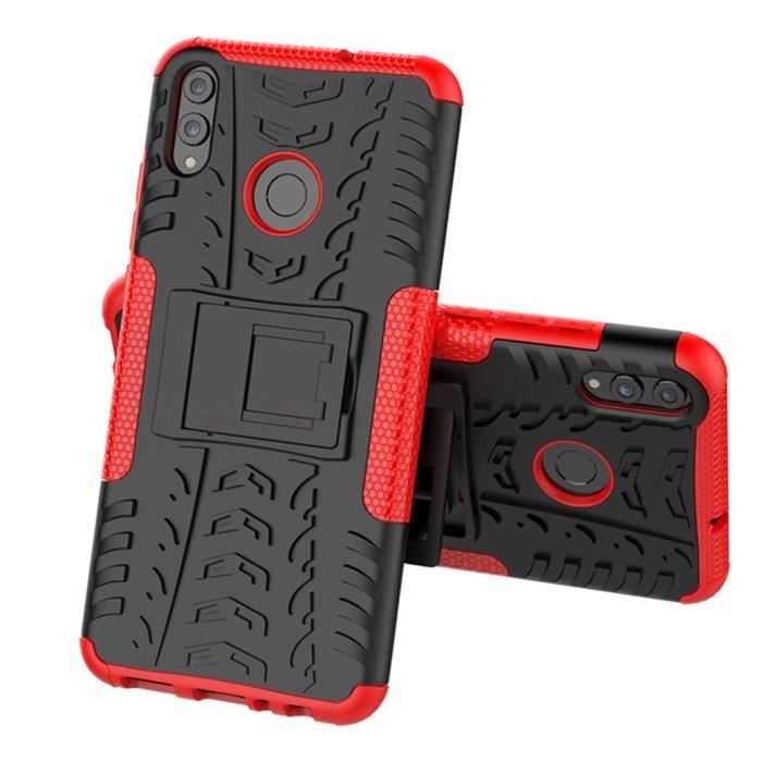 Coque Honor 8X / Honor 9X Lite, Etui Double Couche Pare Chocs Antichoc TPU Silicone Housse avec Fonction de Support Amélioré - Rouge