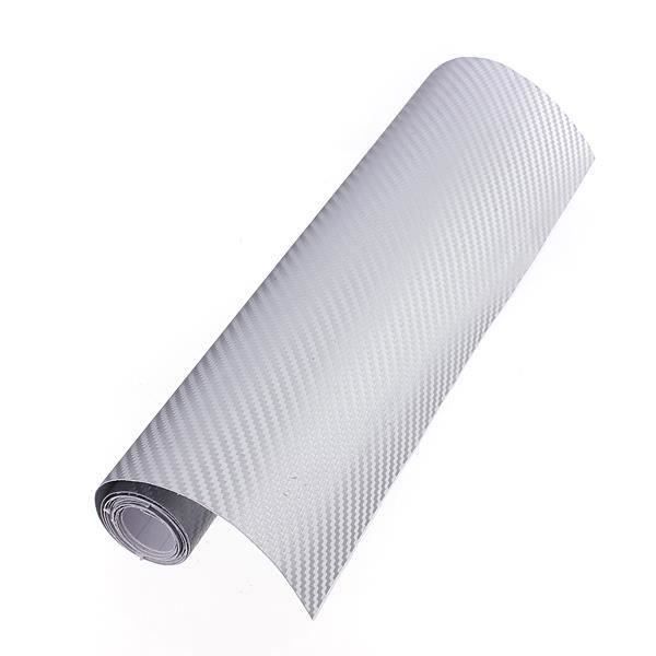Autocollant 3D Film Vinyle Tuning Carbone Thermoformable Adhesif 30x152cm GRIS-CLAIR