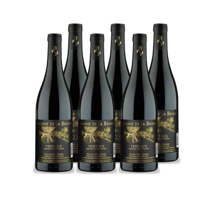 Ventoux Rouge 2018 - Lot de 6x75cl - Domaine Brunely - Vin AOC Rouge de la Vallée du Rhône - Cépages Grenache, Syrah, Carignan