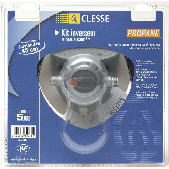 KIT INVERSEUR LIMITEUR AUTOMATIQUE POUR BOUTEILLES PROPANE 138 KW LYRE ELASTOMERE GAMME SOUS COQUE CLESSE