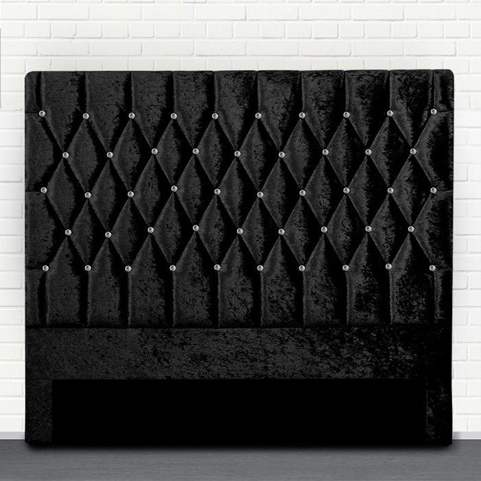 Tête de lit capitonné avec strass FOCUS - Noir - 140 cm