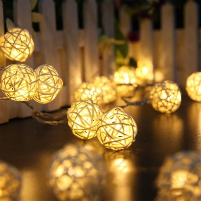 4.8M 20 LED s guirlande solaire LED rotin boule fée lumières Lampion chaîne éclairage noël mariage Luc - Modèle: RGB - MITYNDB04596