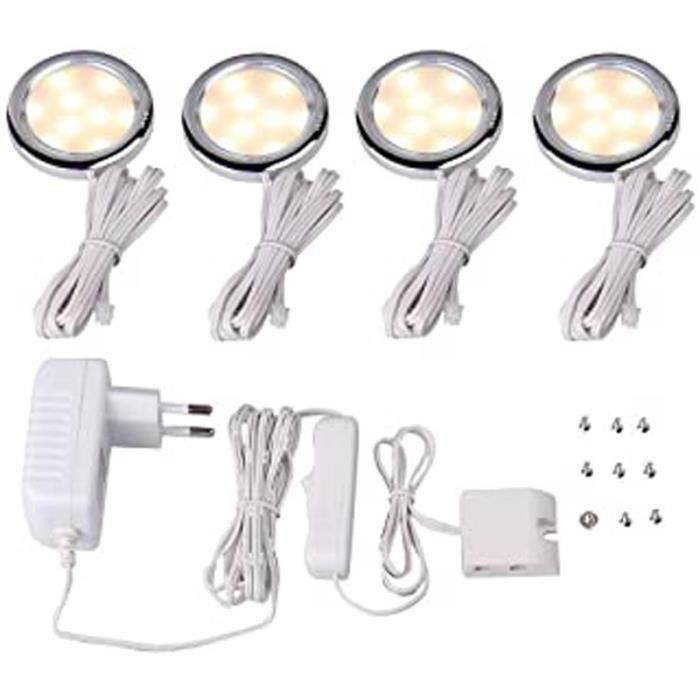 Led Sous Vitrine, Ensemble De 4, Tous Les Accessoires Inclus, Rayonnage Cabinet Lampe Accent Lumière, Puck Lumières (Blanc Chaud)