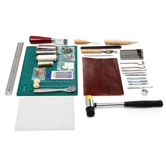 42pcs Kit accessoires couture cuir DIY artisanat poinçon biseau
