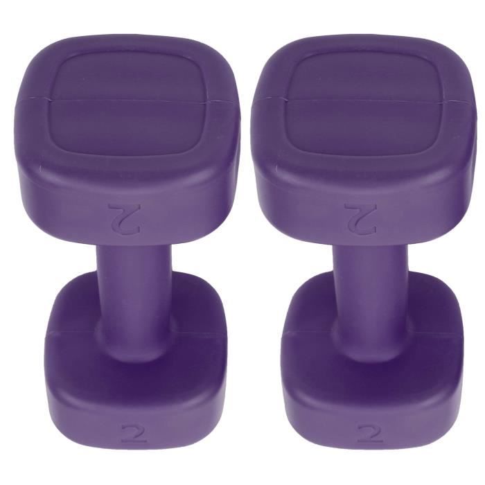 Cikonielf Petit haltère 2pcs Haltère 4lb Haltérophilie Fitness Équipement de Perte de Poids de Sport Yoga Musculation(Violet )