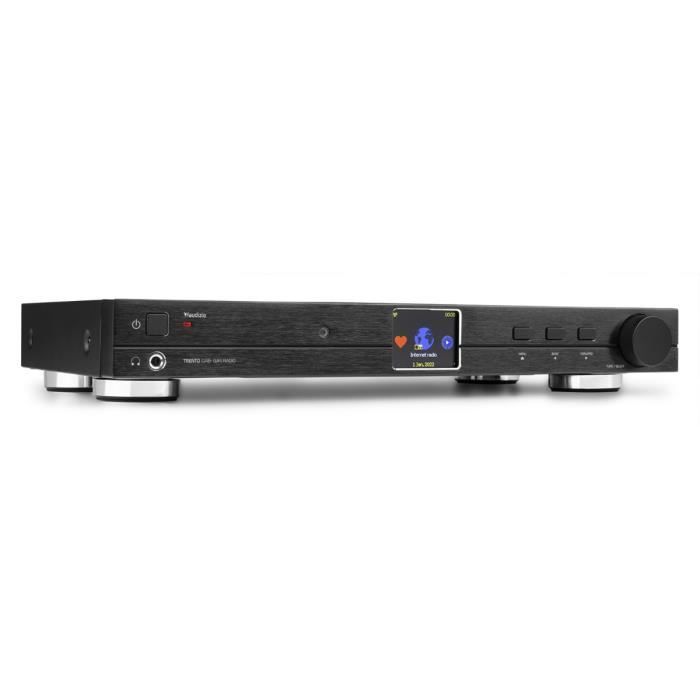 Audizio Trento Radio internet avec Bluetooth Radio FM/DAB - Noir, lecteur multimédia wifi, radio réveil, enceinte Bluetooth