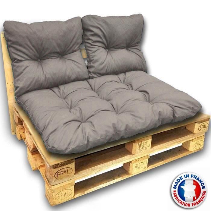 Kit coussins pour canape euro palettes 120x80 cm - épaisseur 17 (Kit complet 3 coussins - Gris antra)