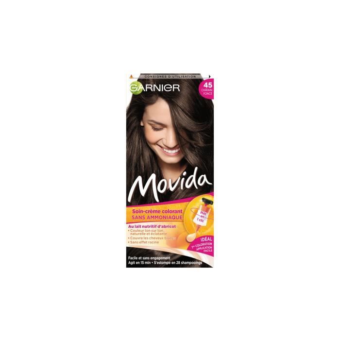 Soin-crème GARNIER Movida Colorant - Sans ammoniaque - 45 Chatain Foncé