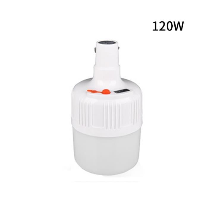 120W Ampoule Rechargeable À Lumière D'Urgence Led Avec Crochet Pour Randonnée Camping Travail De Nuit