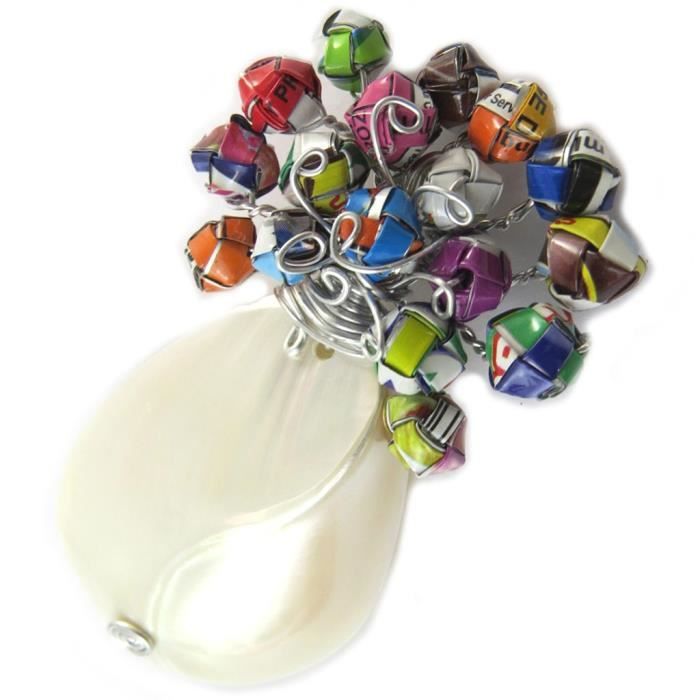Broche artisanale New Life nacre (fait main)- Les Trésors De Lily [N9545]