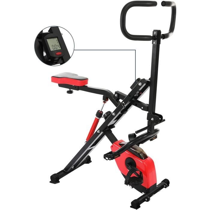LUDOSPORT Total Crunch 2 en 1 LS-632, Vélo d'Appartement et Ab Booster, Ecran LCD, 12 Niveaux de Tension Magnétique, Charge 120kg