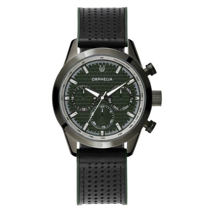 ORPHELIA - Montre Hommes - Quartz - Multi-Cadrans - Bracelet en Silicone - Vert - OR71904