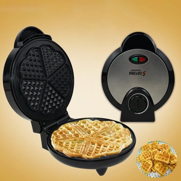 1200W-25x20x9mm Gaufrier en Acier inoxydable multifonction Simple Compact noir