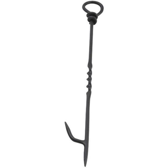 Tisonnier de cheminée en fer forgé noir - Longueur : 56 cm