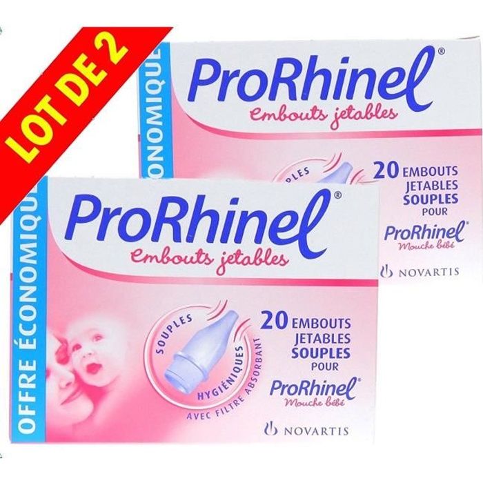 ProRhinel Lot de 2 x 20 Embouts Jetables Souples pour Mouche Bébé