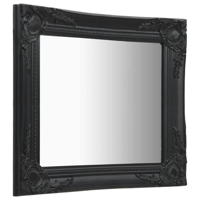 BLL- Miroir mural style baroque Noir carré 50x50 cm / Bois et verre