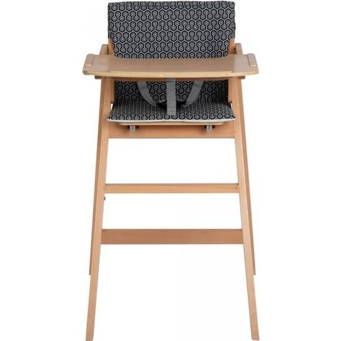 Chaise haute nordik natural wood avec coussin geometric - safety 1st