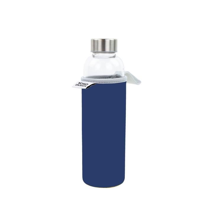 YOKO DESIGN Glass bottle avec pochette néoprène - Bleu - 500 ml