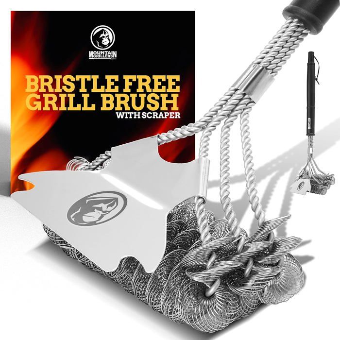 Brosse à Barbecue En Acier Inoxydable | Longue Poignée & Grattoir Intégré | Pour Tous Grills (Gaz, Charbon, Fonte) - 3