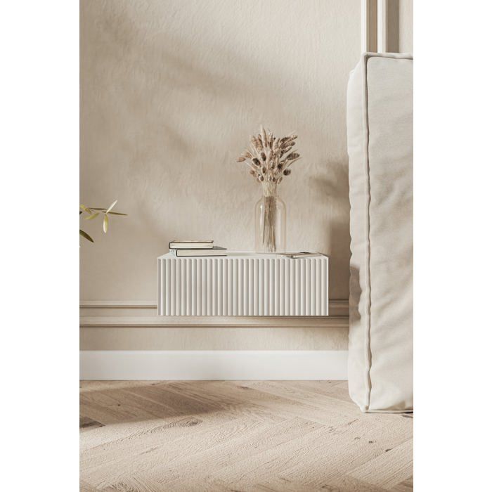 Table de chevet suspendue - VELDIO - 50 cm - blanc
