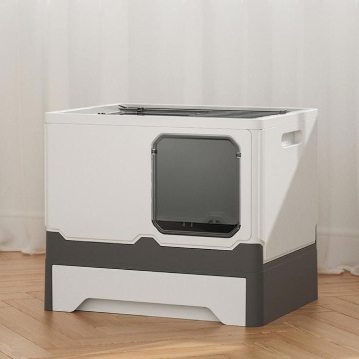 Comparer les prix de JEOBEST Bac à Litière pour Chat en PP - Pelle gratuite - Maison pour chat XXL de Grande Capacité - 45×35×38cm - Gris + Blanc