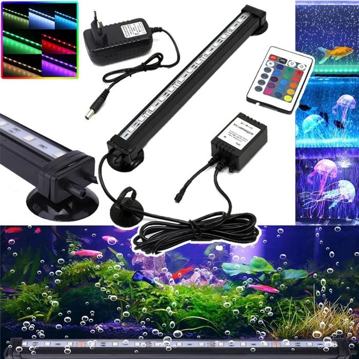 Meilleurs prix pour Lampe de plongée LED pour aquarium lampe à bulles avec télécommande lampe sous-marine lampe LED colorée pour aquarium set (46 cm)