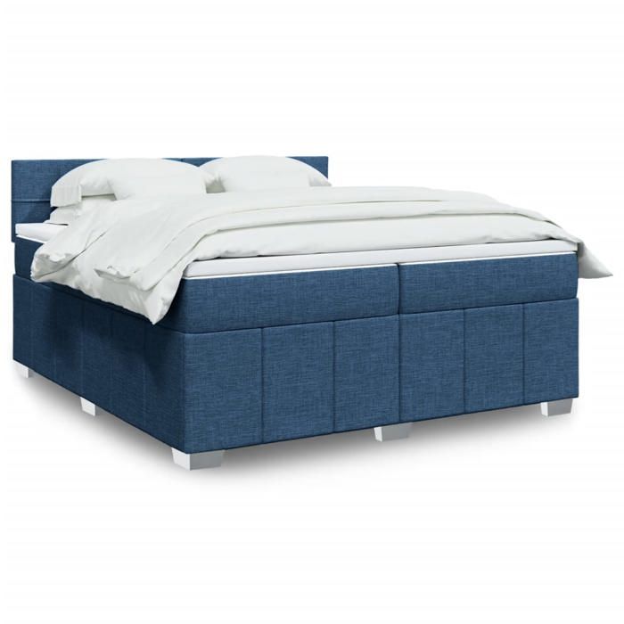 vidaXL Sommier à lattes de lit avec matelas Bleu 200x200 cm Tissu 3287181