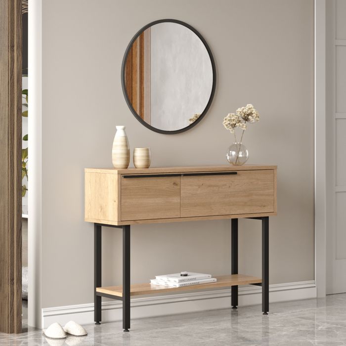 Table console Vesanto 100 x 30 x 76 cm effet chêne noir
