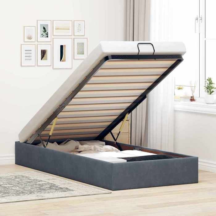 vidaXL Cadre de lit ottoman sans matelas gris foncé 80x200 cm velours 3310926