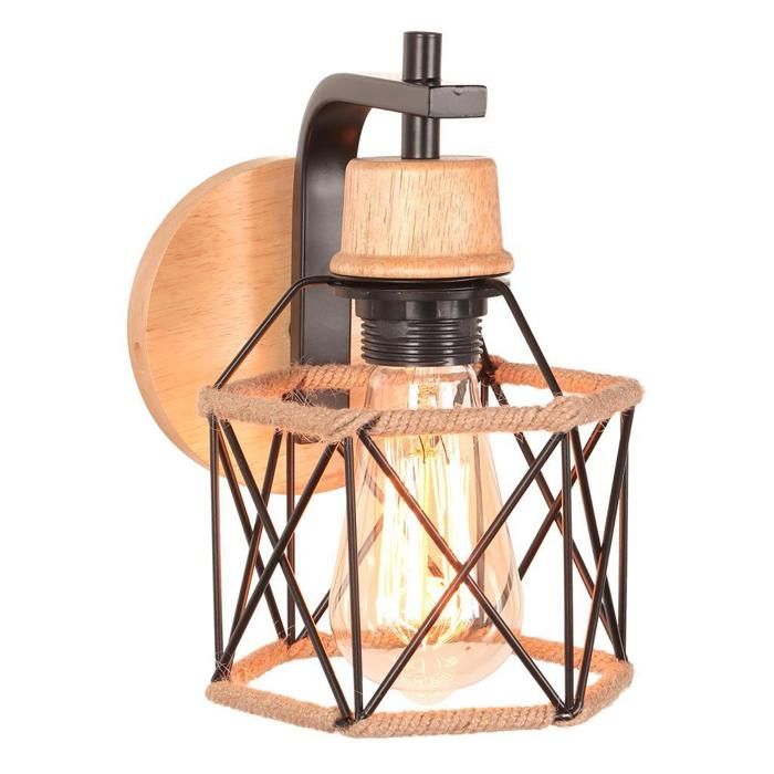 iDEGU Rétro Applique Murale Intérieur Industrielle Lampe Murale Abat-jour Cage Carré Luminaire Murale Vintage pour Chambre Couloir