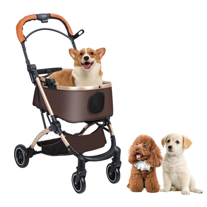 Meilleurs prix pour Poussette pour Chien Pliable - Chariot à 4 Roues avec Structure en acier au carbone, Panier amovible - Grande capacité