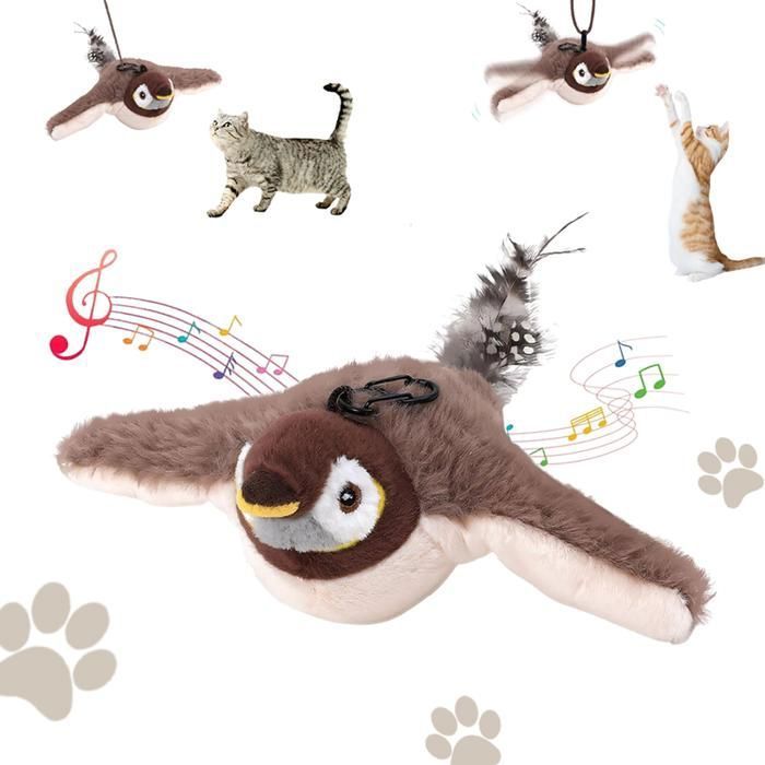 Jouets pour Chat,jouet chat interactif Oiseau battant, Jouet Interactif pour Chat, Oiseau Gazouillant Simulé