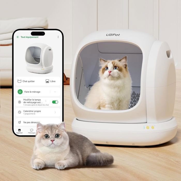 Meilleurs prix pour Ubpet C20–Bac à Litière Automatique pour Chat Intelligent et Autonettoyant Silencieux Grande Capacité Sécurisé et Facile à Nettoyer