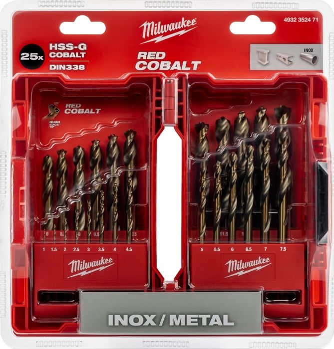 Forets pour métal MILWAUKEE 4932352471 HSS‑G COBALT Cobalt QUAD EDGE™ 135° 1–13 mm Cylindrique