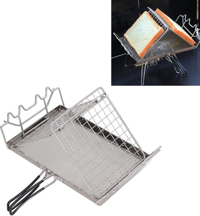 Grille-pain Pliable En Inox Pour Réchaud Gaz/essence - Compact, Léger - Idéal Camping, Randonnée, Plein Air