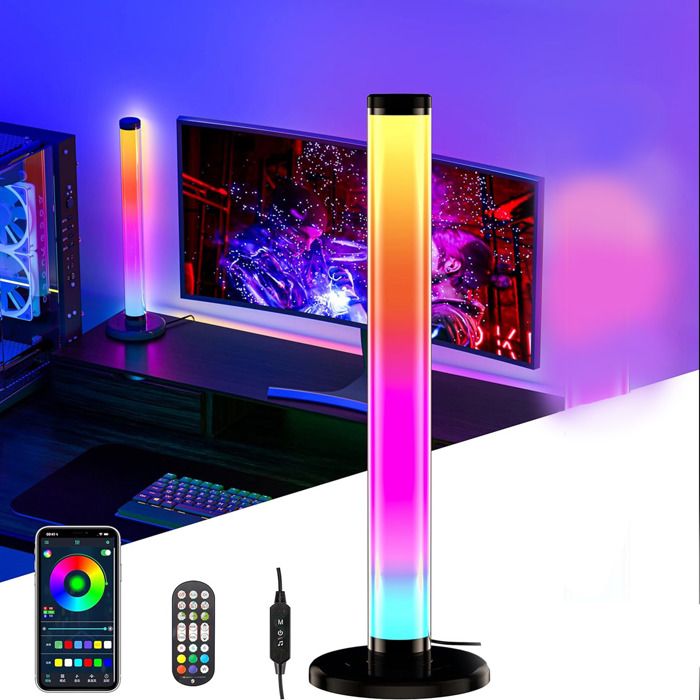 Smart LED RGB Lampe Gaming 1pc 16M Couleurs Sync avec Musique TV Contrôle APP/Télécommande Light Bars pour Jeu(33.5cm)