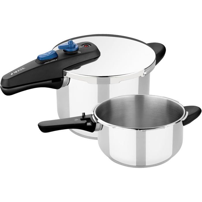 Autocuiseur Monix Presto Duo Sécurité Autocuiseurs MONIX Presto Duo - Lot 4L 6L - Acier Inox 18/10 - Induction Compatible Cocotte Minute - 6