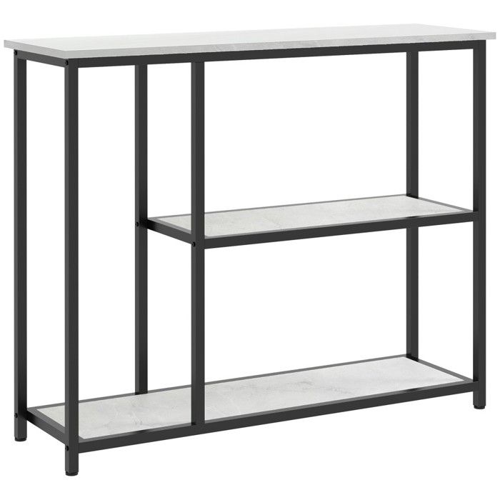 Console Extensible Console 2 niveaux blanc acier 100x30x80cm - Table entrée/salon avec anti-basculement Console Extensible Console 2 niveaux blanc acier 100x30x80cm - Table entrée/salon avec anti-basculement