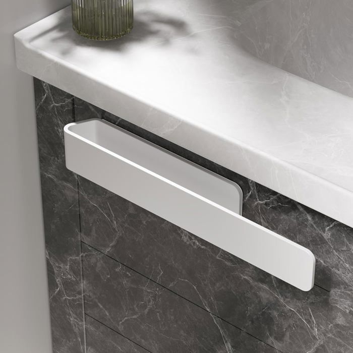 Porte-Serviettes - YUMI MAZAO - Aluminium - Autocollant - Blanc - 32 cm